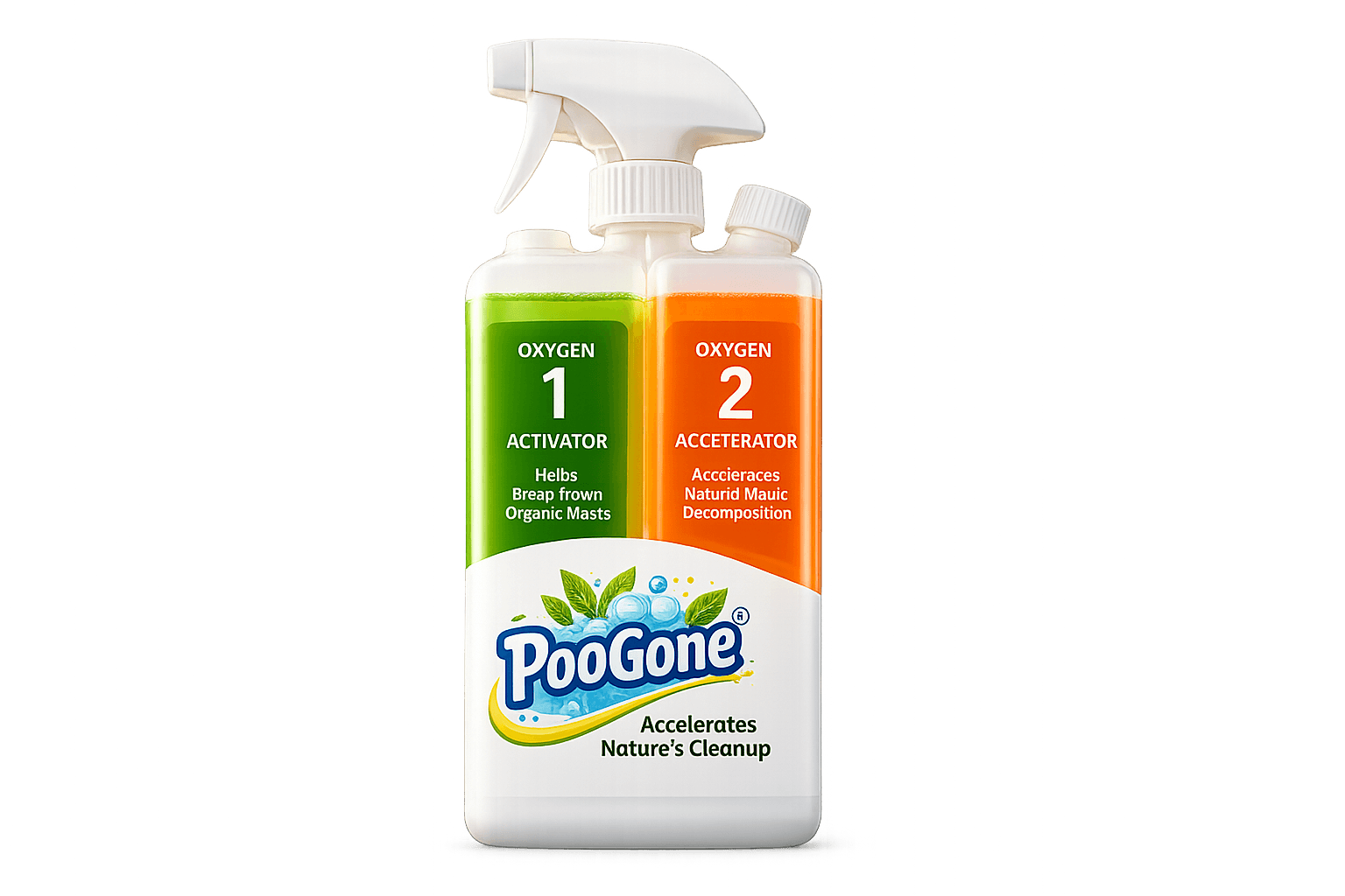 POO GONE dual-chamber waste decomposition spray bottle